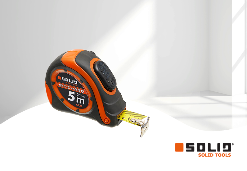 SOLID Rollmaßband - Rollmeter 5m / 25mm Auto-Hold