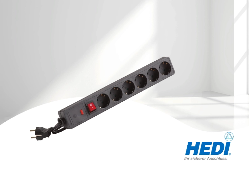 HEDI 6-fach Steckdosenleiste mit Überspannungsschutz 1,4m 